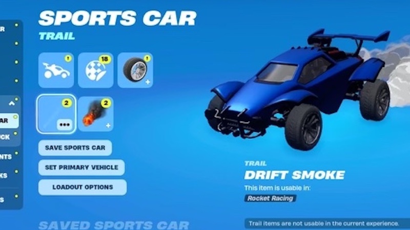 Rocket League customizable part: Car trail