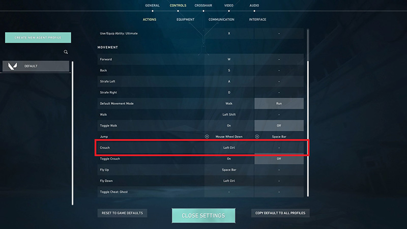 VALORANT keybinds - Crouching