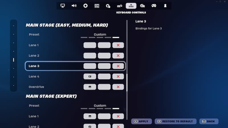 Fortnite Festival Keybind customization