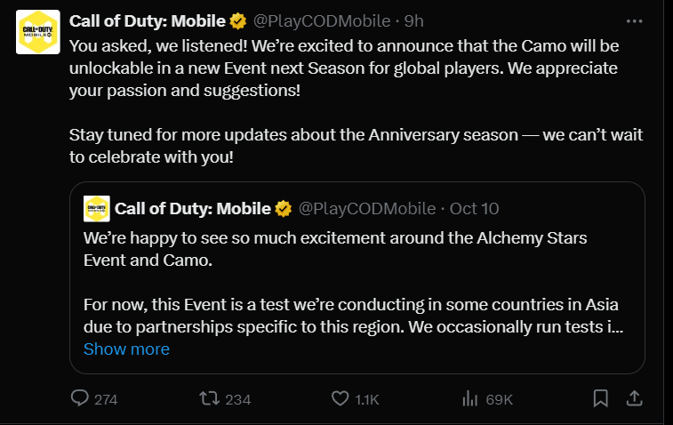 COD Mobile x Alchemy Stars response