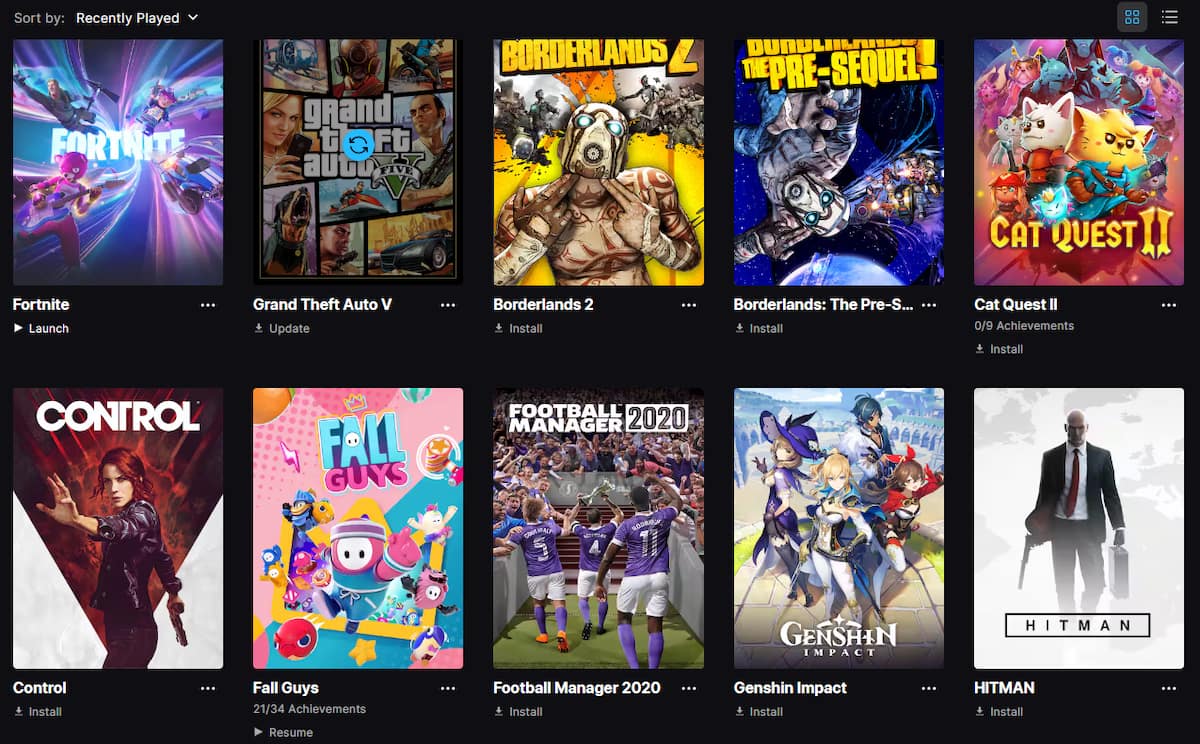 Epic Games Library Mobile