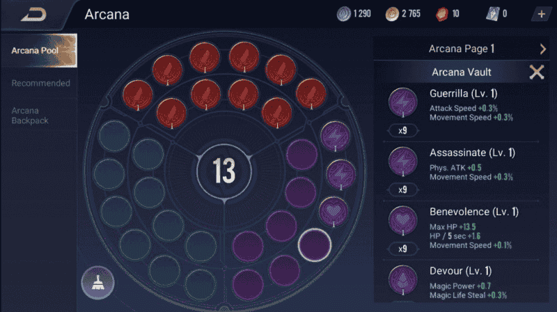 AoV Arcana system