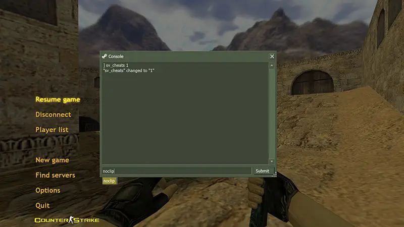 Using noclip in CS 1.6