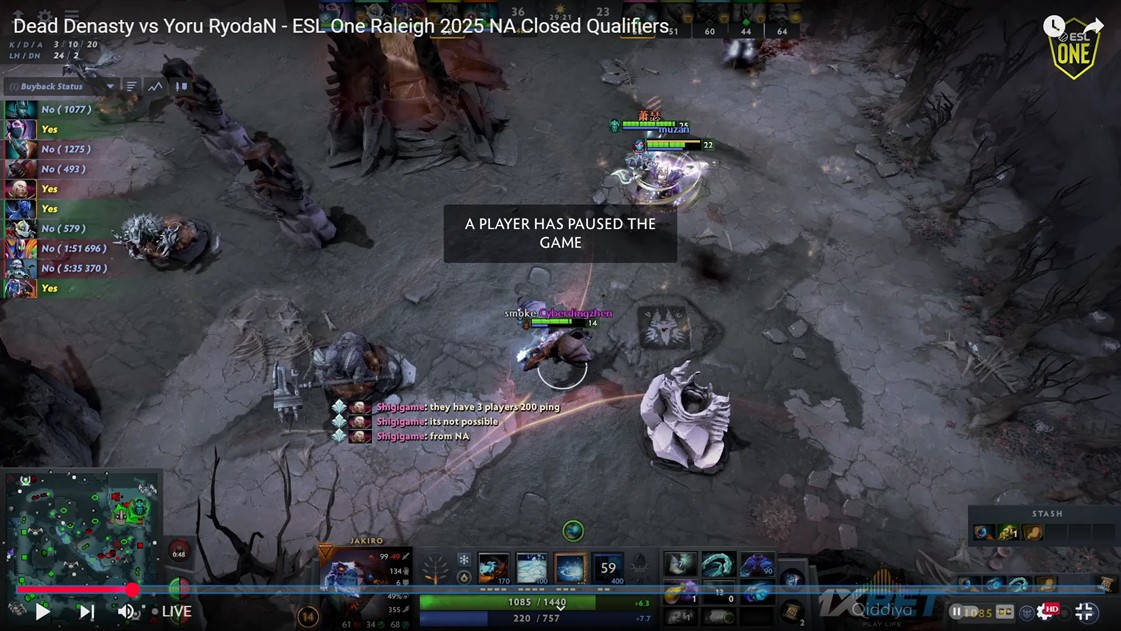 Match paused during Team cyberding vs Red Bulls (Image credit: ESL)