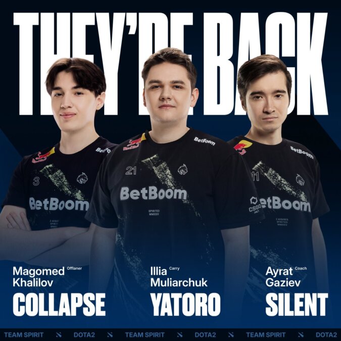 Yatoro, Collapse and Silent returns to Team Spirit (Image credit: Team Spirit)