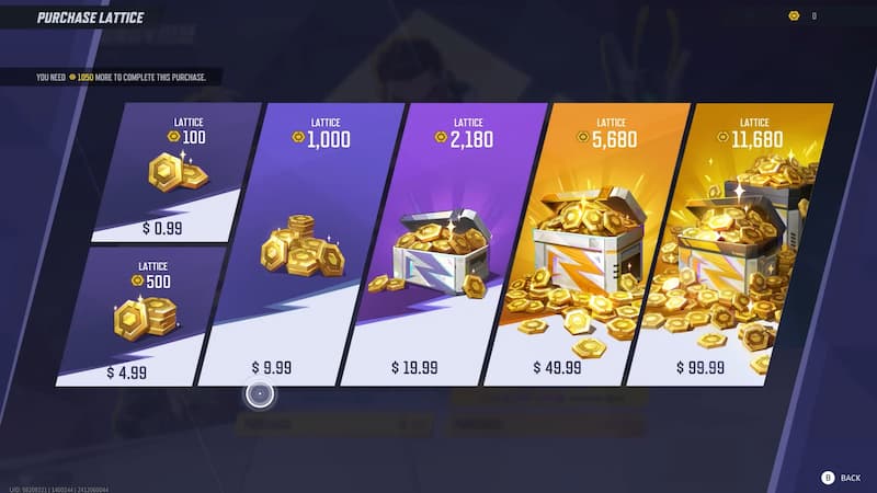 Marvel Rivals Lattice price