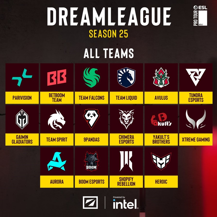 Participating Dota 2 Teams at DreamLeague S25 (Image credit: ESL)