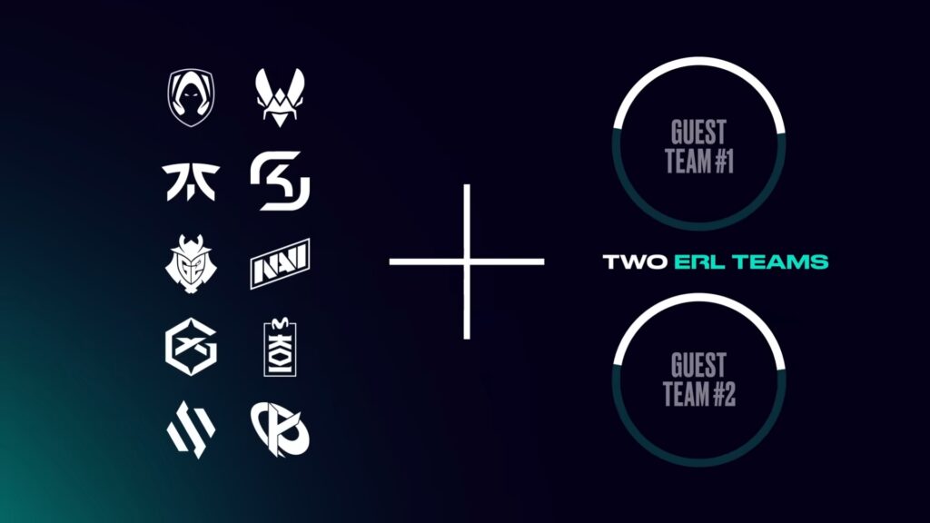 Graphic showing ten LEC partner teams and two ERL guest slots for LEC Versus 2026