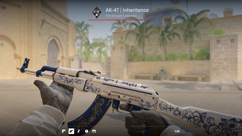 cs2 skin for the ak47 called Inheritance, displayed in the game