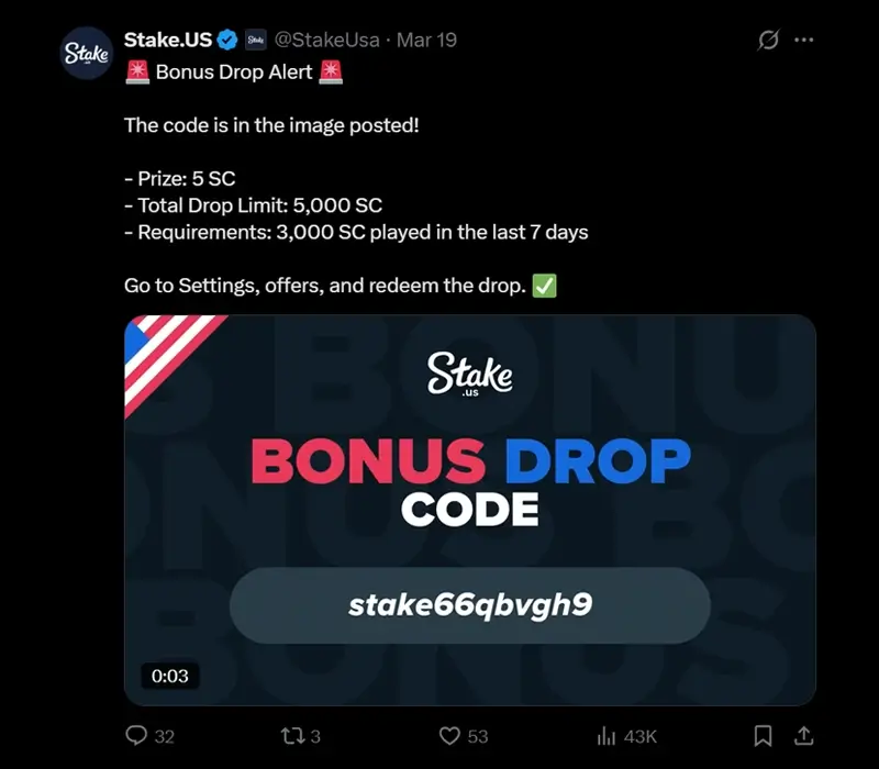 free sc on stake us - bonus drops