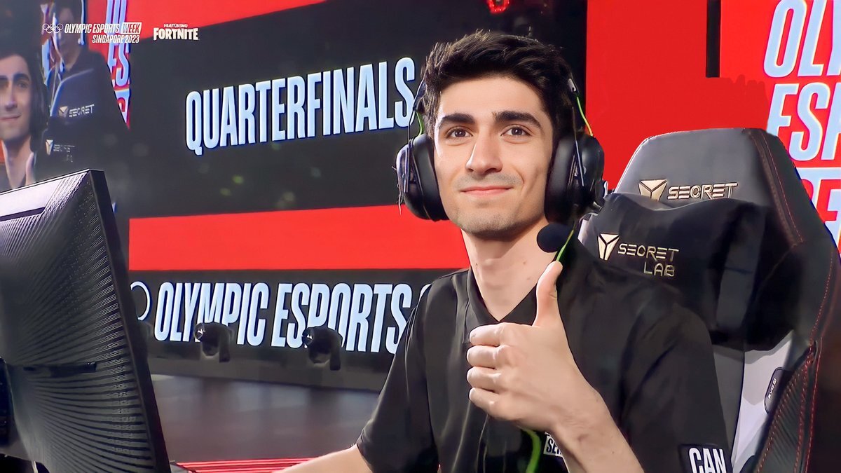 Acorn playing Fortnite at Olympic Esports Week quarterfinals