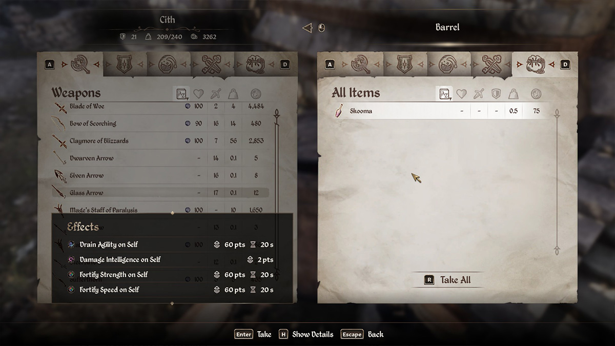 Oblivion Remastered Skooma Item Dupe