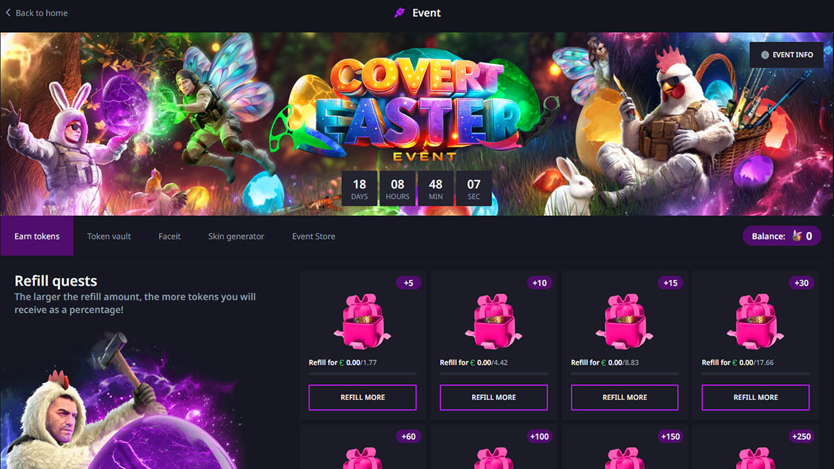 screenshot of the hellcase special offer for Easter