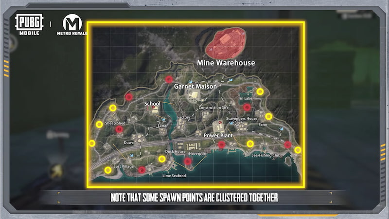 Spawn & Return Points PUBG Mobile Misty Port Map
