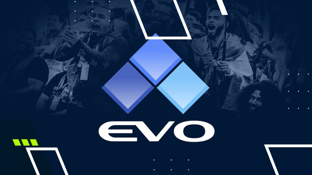 EVO 2025 logo overlaid on a cheering crowd