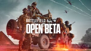 Battlefield 6 soldiers standing by a vehicle during the open beta