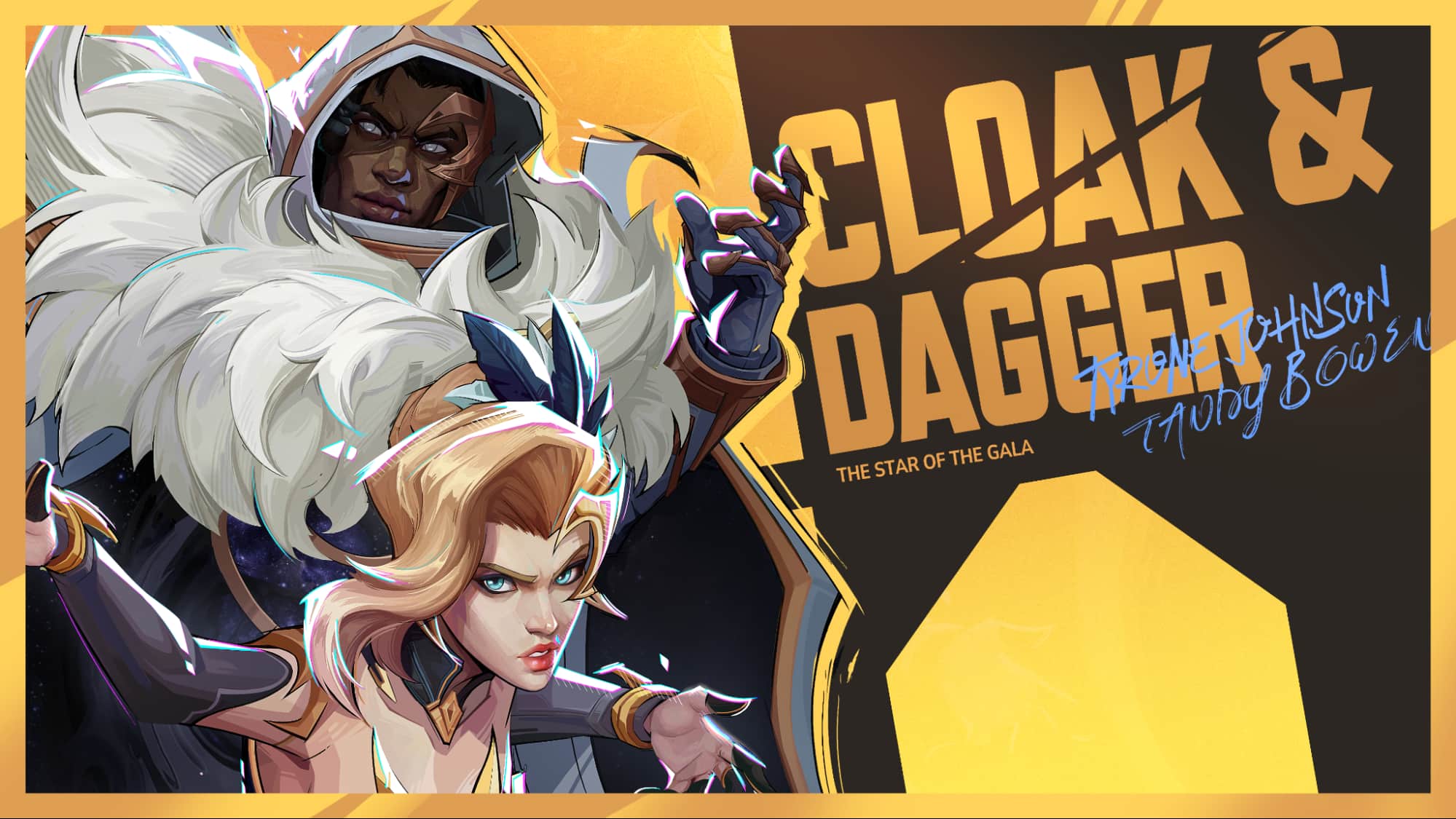 Artwork of Cloak and Dagger with game logo and character names