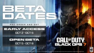 Call of Duty: Black Ops 7 beta promotion poster featuring beta dates