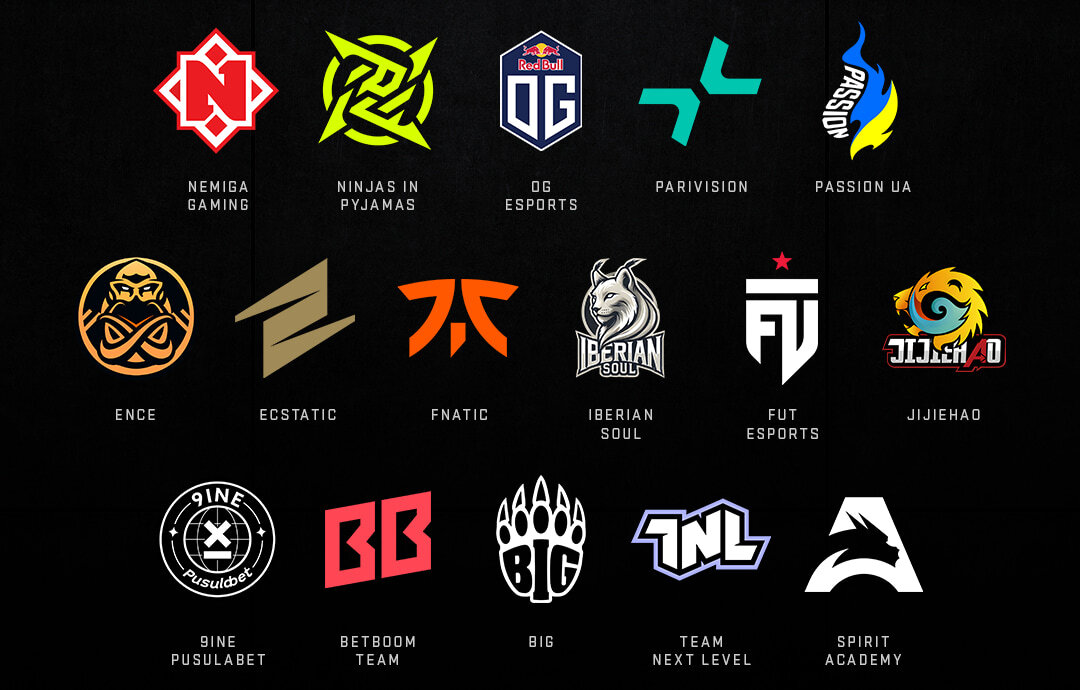 Logos of teams competing in StarLadder StarSeries Fall 2025 Counter-Strike 2 tournament.