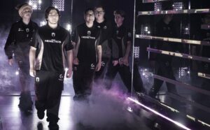 Team Heretics walking out onto stage at VALORANT EMEA