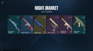 VALORANT Night Market with six discounted skins