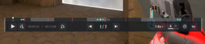 Close-up of VALORANT replay interface showing timeline, round markers, and speed options