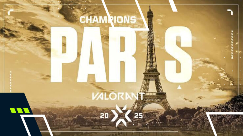 VALORANT Champions 2025 Paris poster with Eiffel Tower