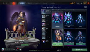 Dota 2 Vengeful Spirit preview with equipped Arcana and cosmetic set options