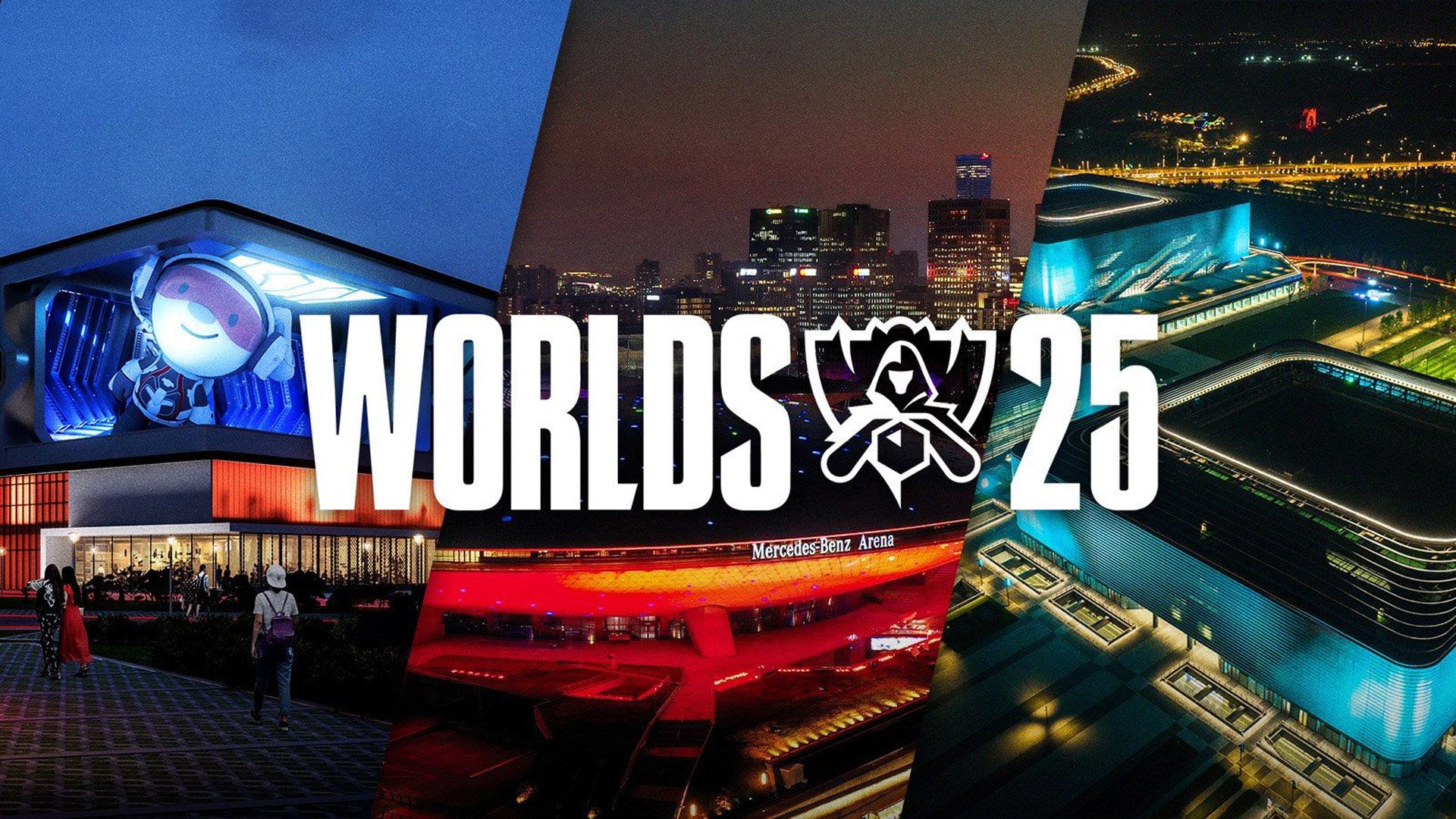 Worlds 25 with background of Chinese cities hosting the event