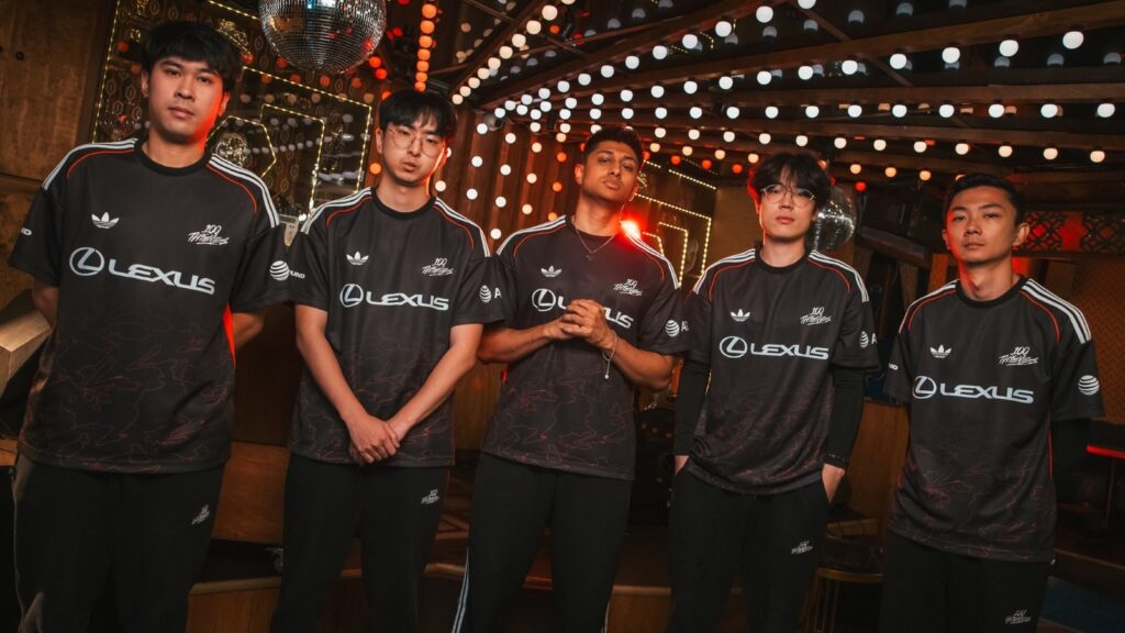 100 Thieves league of legends team for Worlds 2025 media