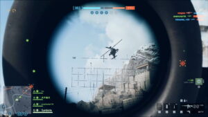 Engineer aiming at a helicopter through scope in Battlefield 6