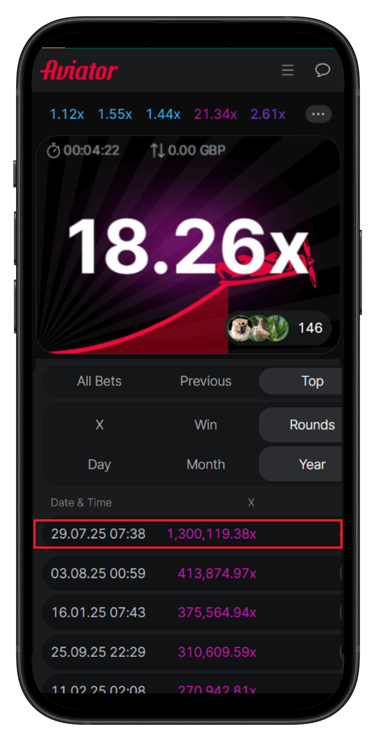 Record multiplier win at Aviator casinos