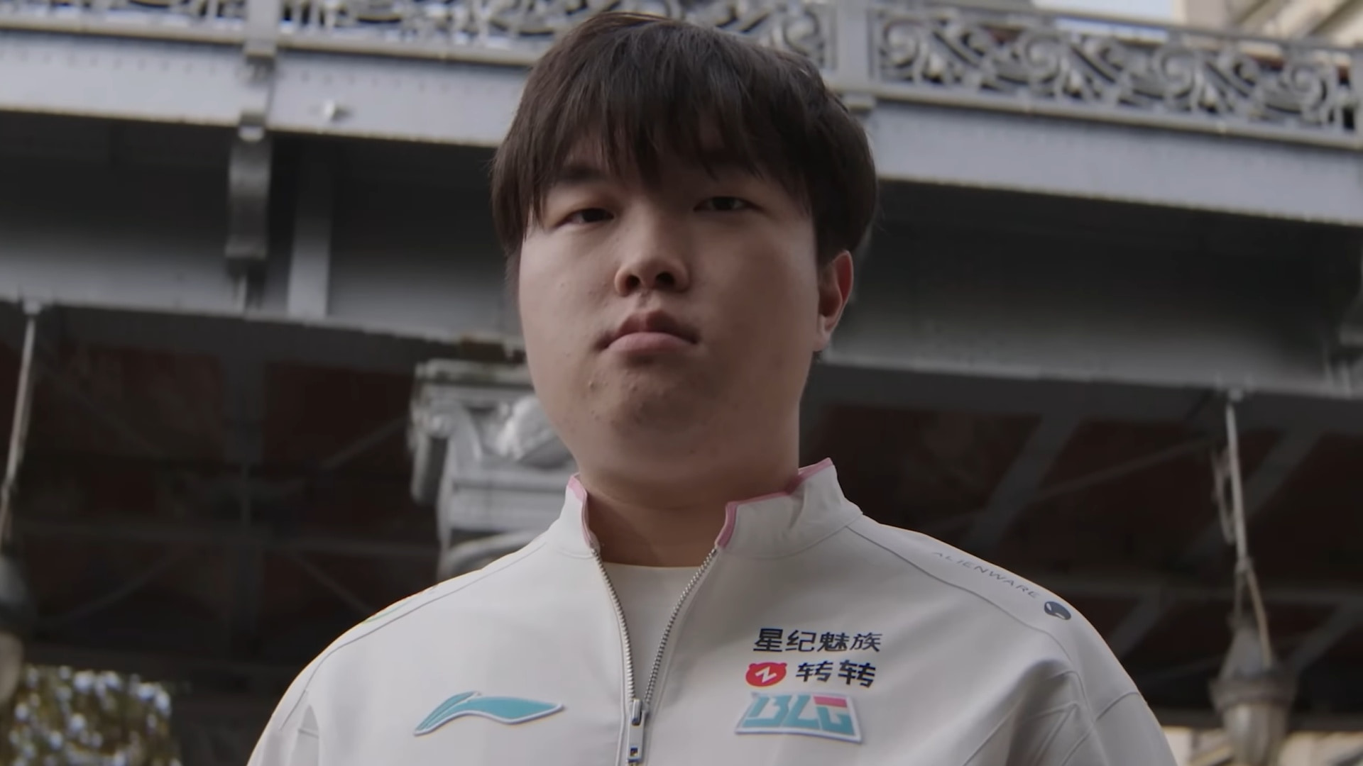 BLG Bin posing outdoors in team jacket