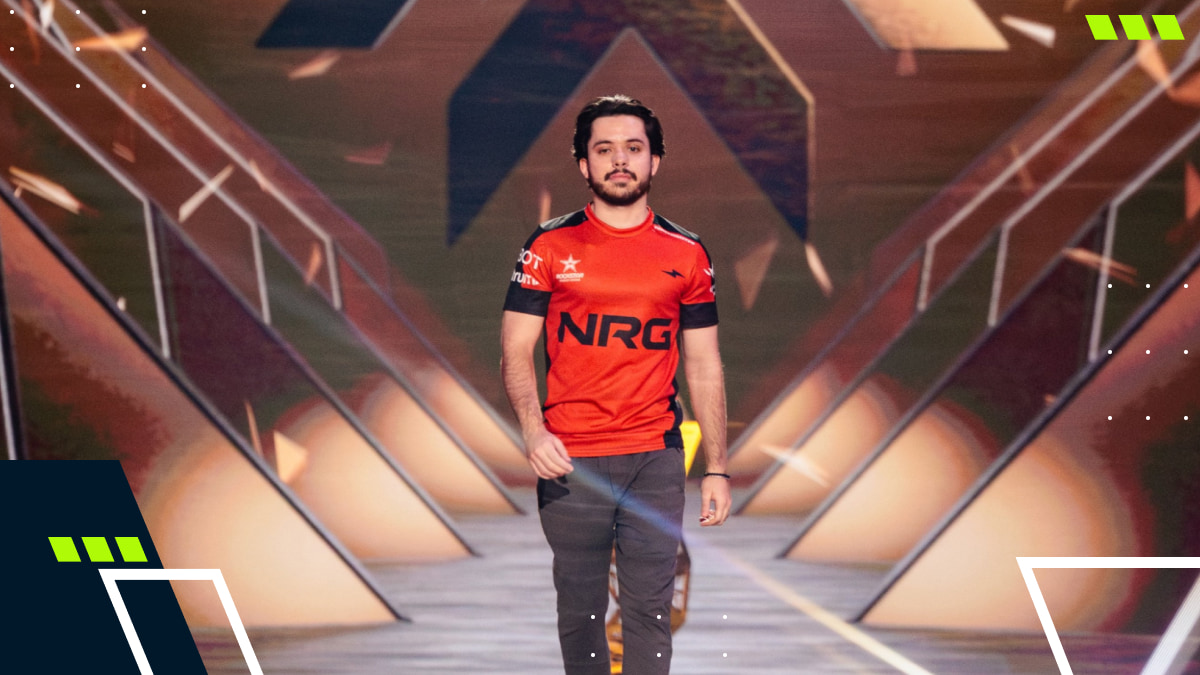 NRG player walking confidently on stage during VALORANT Champions Paris 2025 after securing a key win