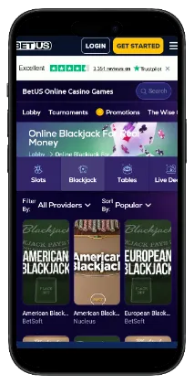 BetUS blackjack casino games available in US