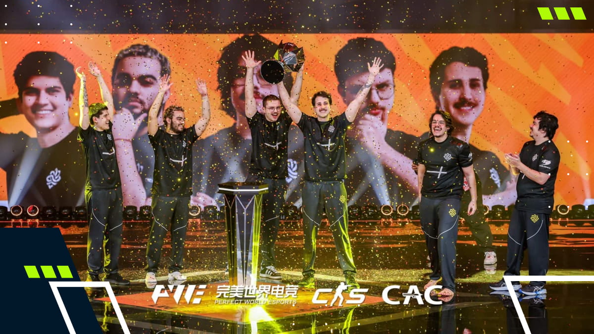 Legacy players celebrate on stage after winning the CS Asia Championships 2025