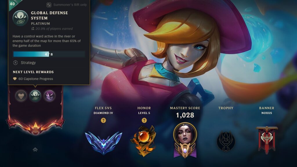 League of Legends ranked tiers and rewards screen highlighting Diamond rank.