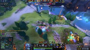Screenshot of a Level 25 Vengeful Spirit achieving a triple kill during a late-game teamfight in Dota 2, showcasing her power spike with Aghanim’s Scepter and late-game items