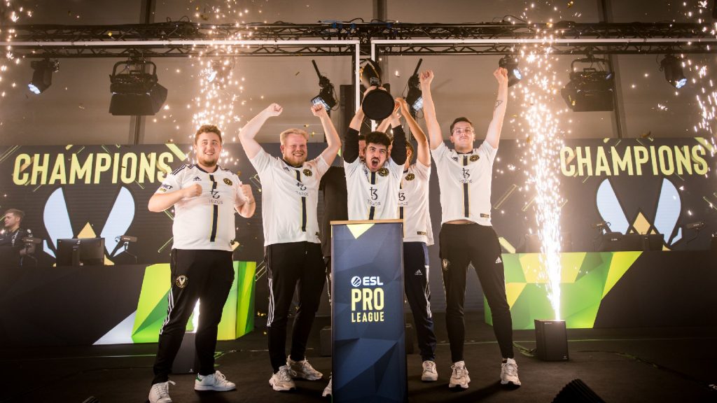 CS:GO team celebrating victory at the ESL Pro League championship event