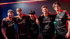 Fnatic League of Legends roster posing together before Worlds 2025