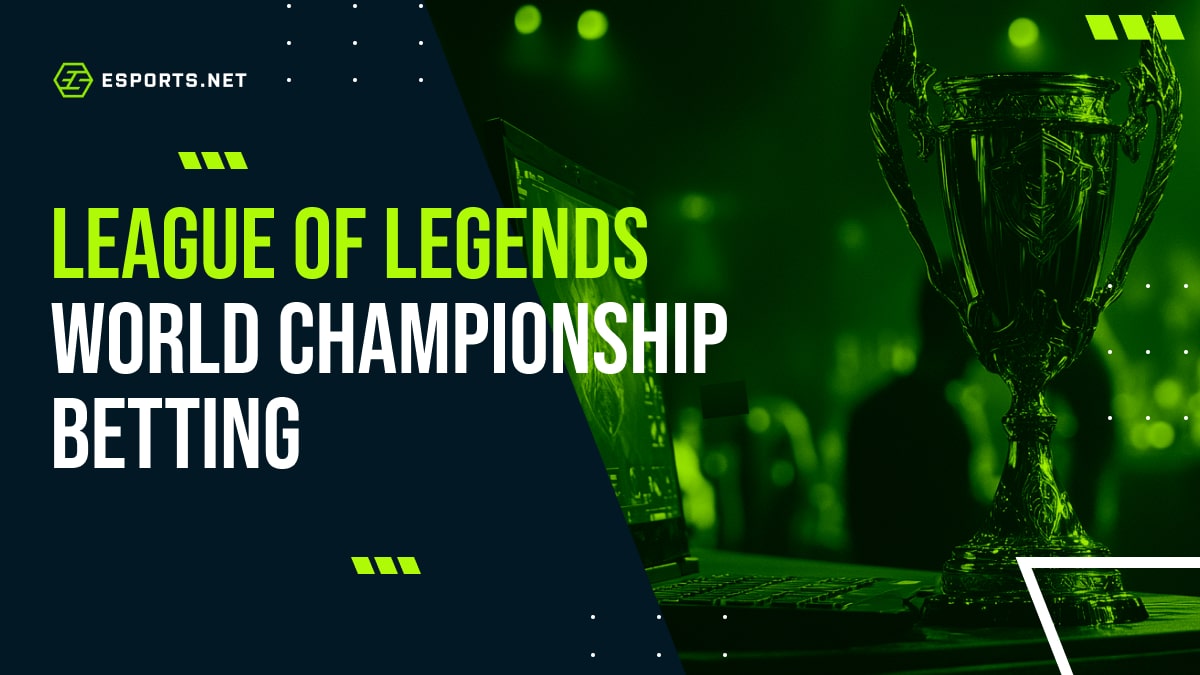 Summoner’s Cup trophy and text “League of Legends World Championship Betting”