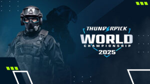 Soldier beside Thunderpick World Championship 2025 logo.