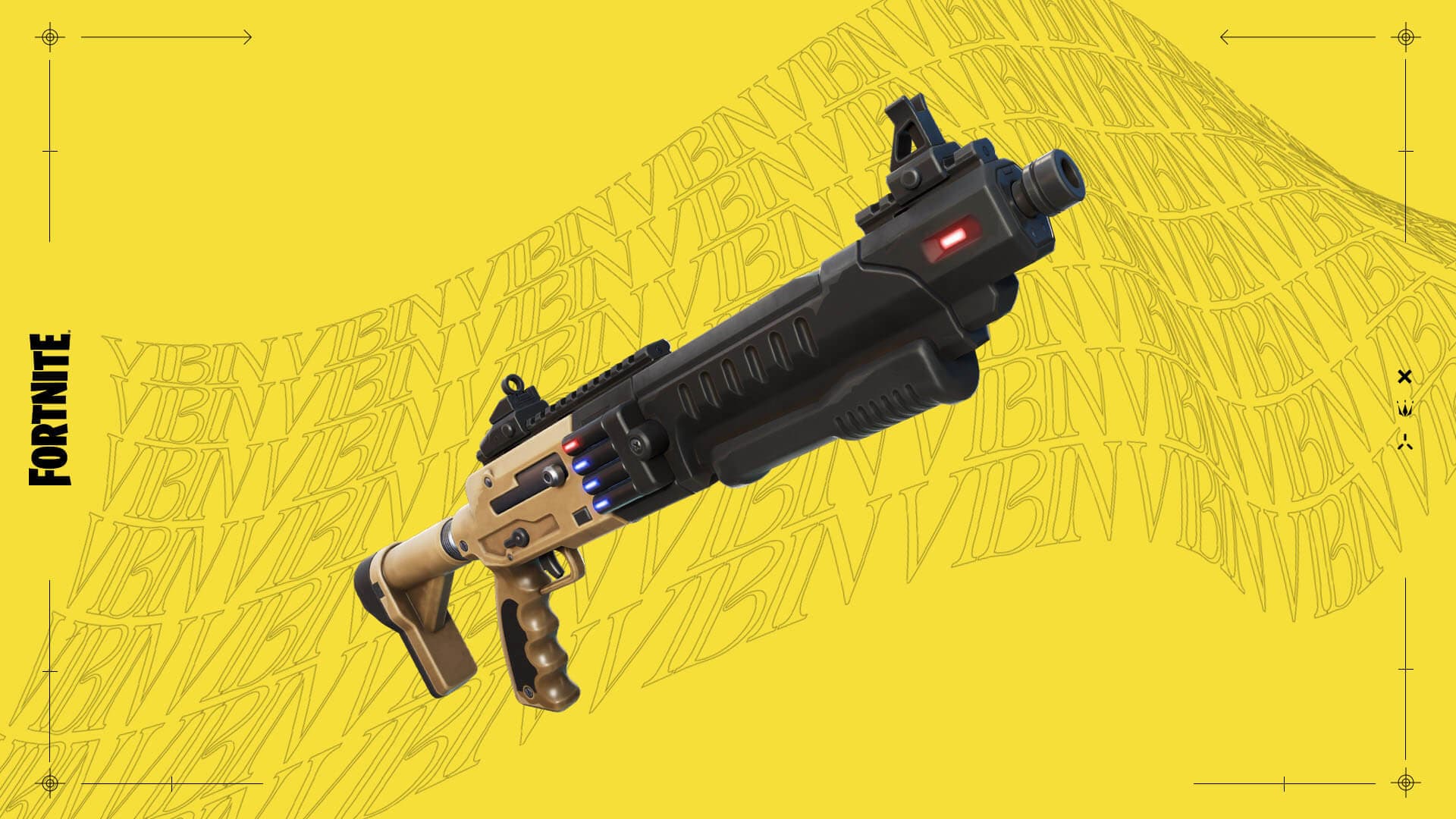 Close-up of the Enhanced Sentinel Pump Shotgun from Fortnite on a yellow background