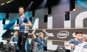 Team Liquid celebrates their Intel Grand Slam win during a Counter-Strike 2 ESL event