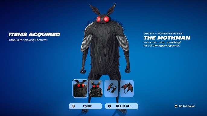 Screenshot of Fortnite featuring The Mothman character