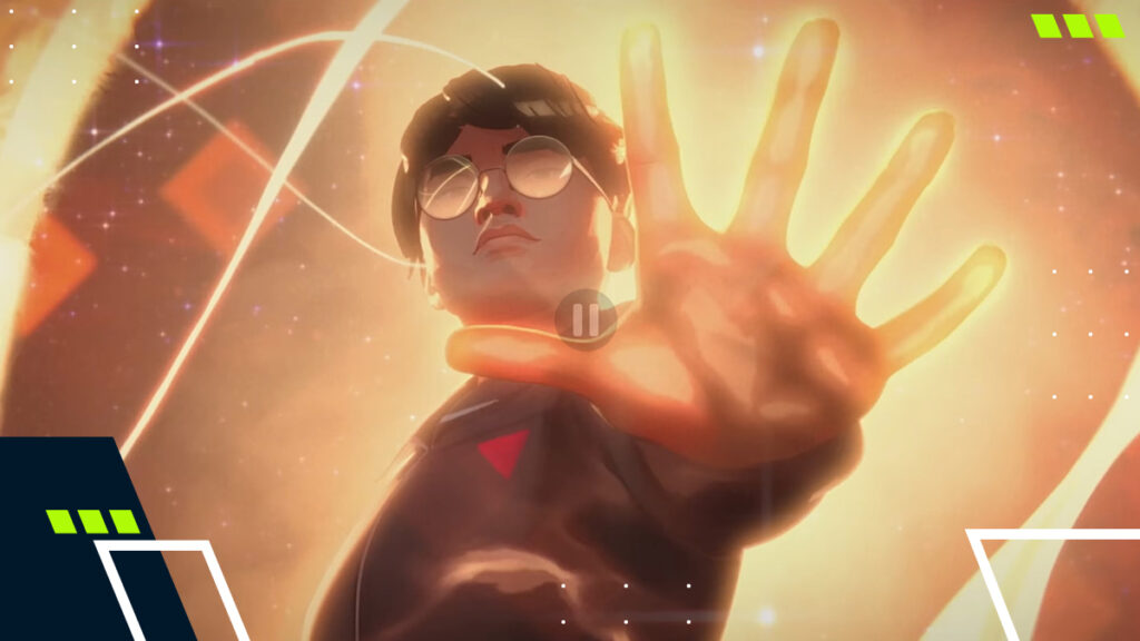 Animated depiction of Faker from League of Legends Worlds cinematic showing his legendary presence
