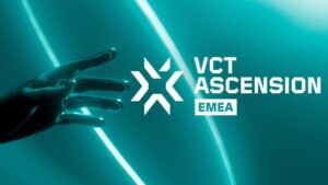 Teal-themed promotional image for the 2025 VALORANT VCT Ascension EMEA event