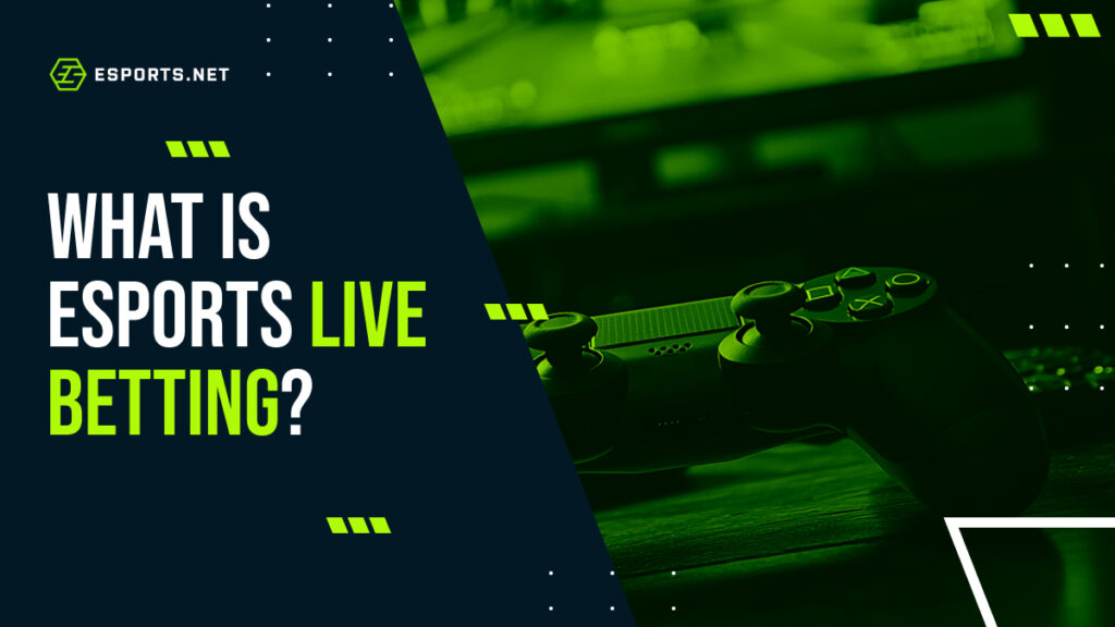 Promotional banner with a game controller and text asking what esports live betting is