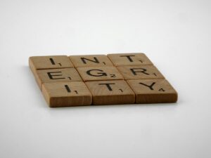 Integrity laid out on letter blocks