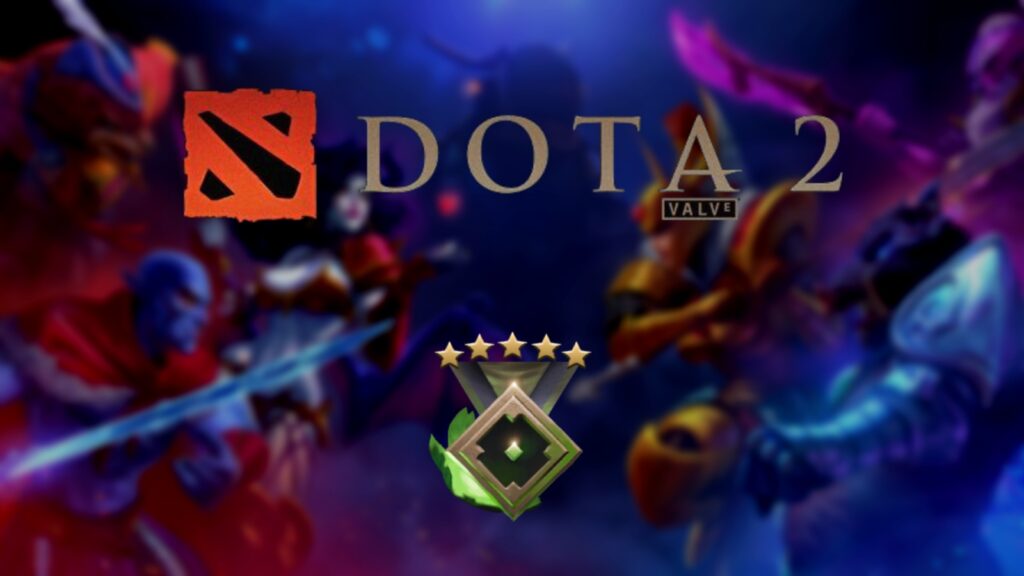 dota 2 herald rank symbol on dota heroes background